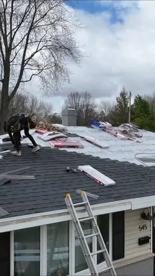3 Brothers Construction Instagram reel: roof tear-off in progress