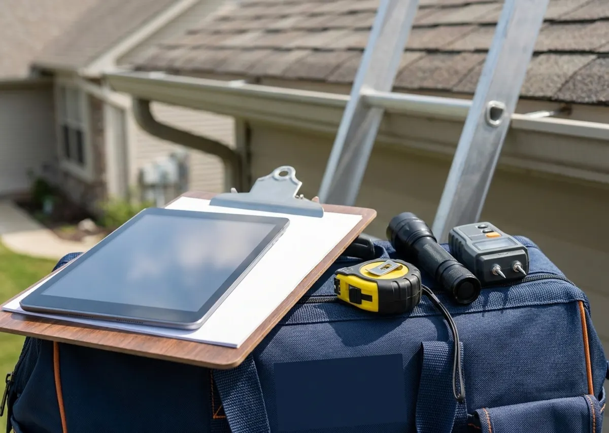 3 Brothers Construction inspection tools and tablet at a jobsite