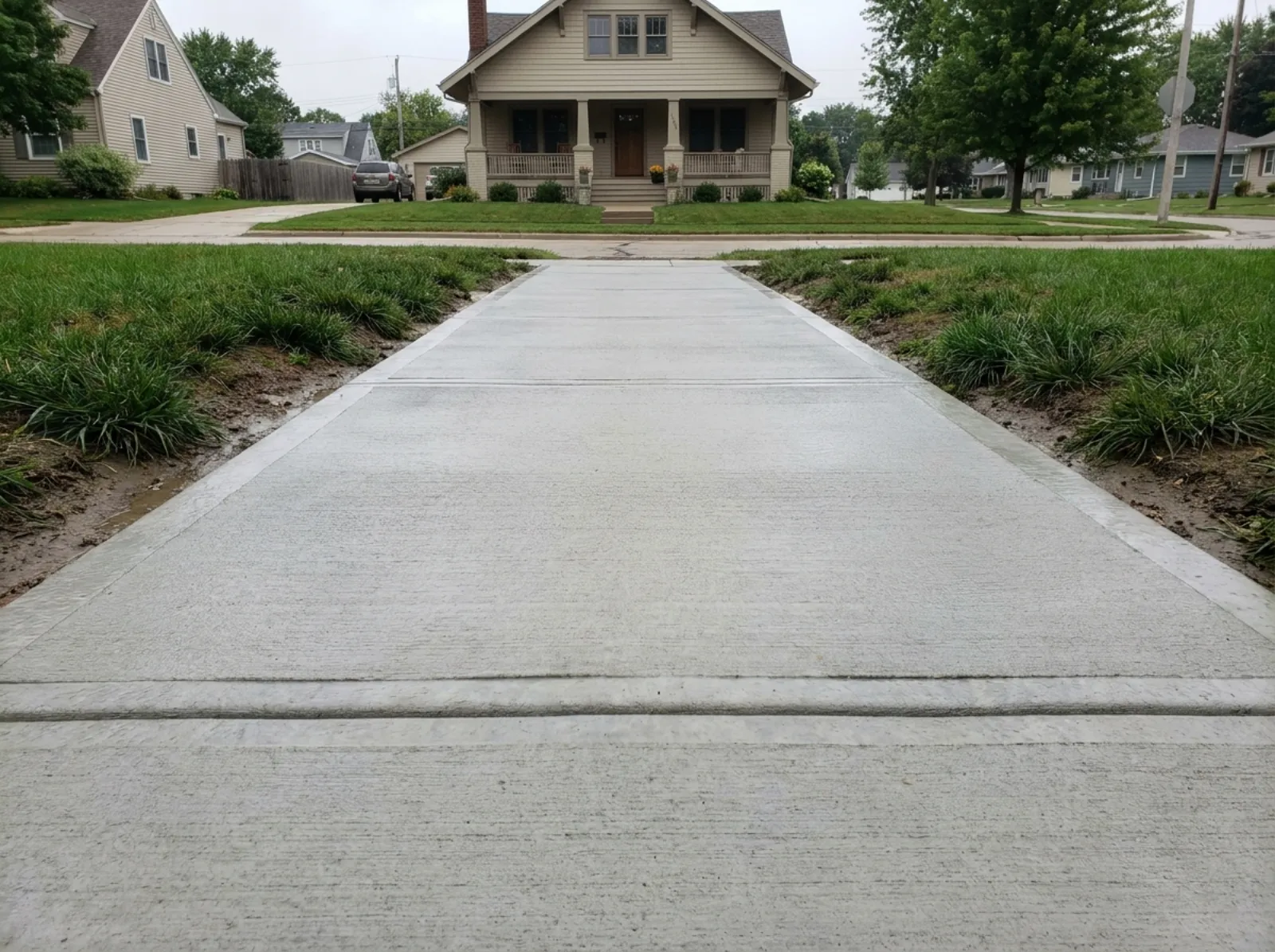 New concrete sidewalk poured by 3 Brothers Construction